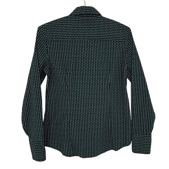 Tommy Hilfiger Polka Dot Button Front Stretch Shirt Women's S Green Navy Casual - Picture 2 of 7